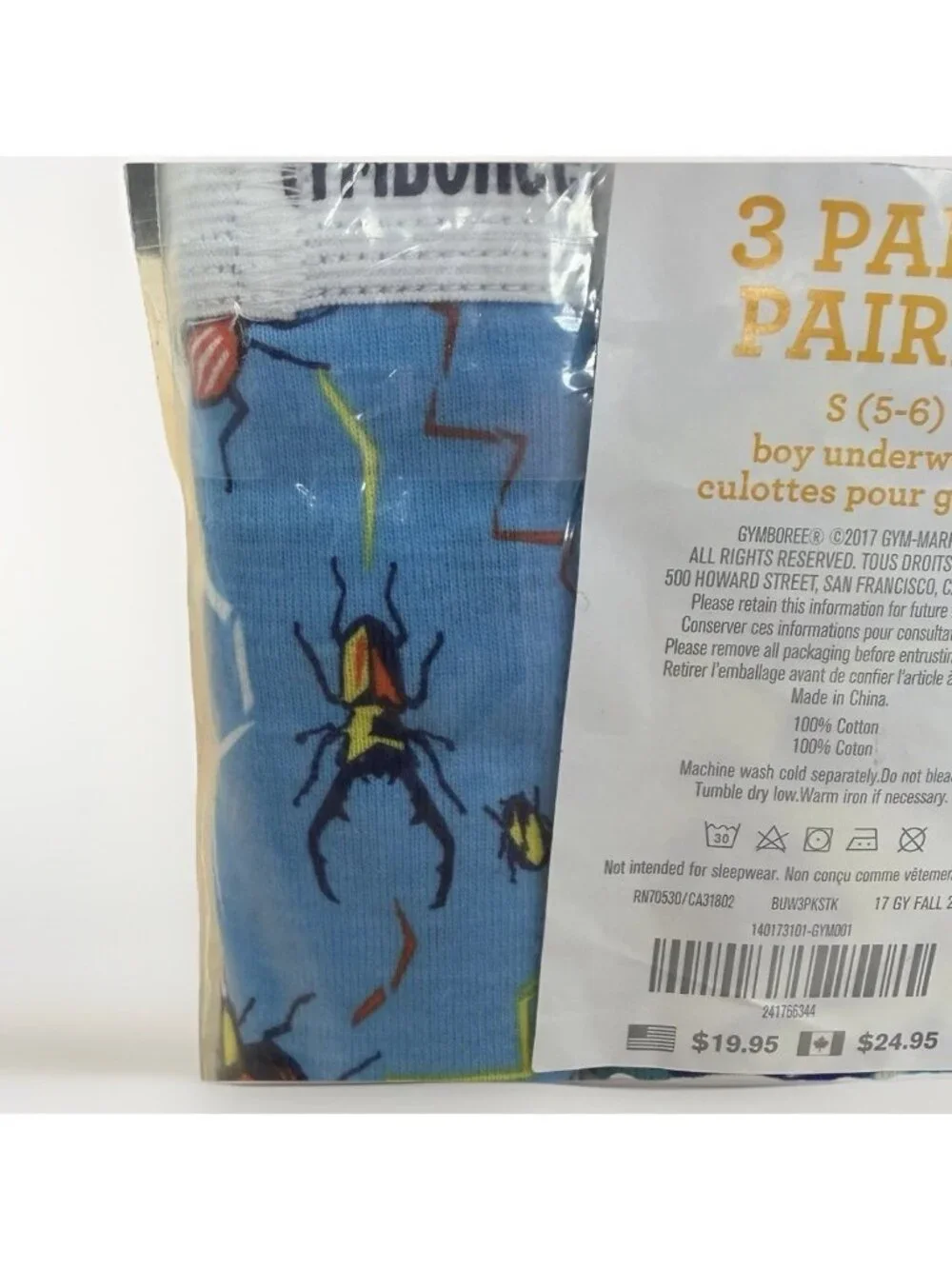 Gymboree Boy's Briefs Underwear 3-Pack size 5-6 100% Cotton Bugs/Constellations